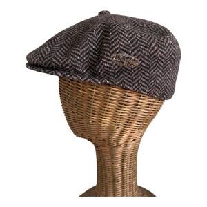 Vtg Kangol Herringbone Twill Flat Cap Large